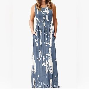 Tie dye gray and white maxi dress.